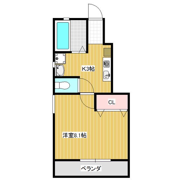 FORTUNA四御神B棟(1K/1階)の間取り写真