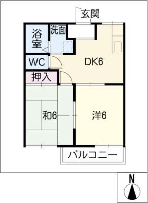 ピエール太子B(2DK/2階)の間取り写真