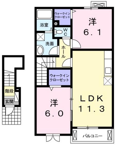 グリーンブリーズ(2LDK/2階)の間取り写真