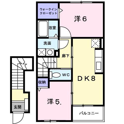 フォルシュ(2DK/2階)の間取り写真