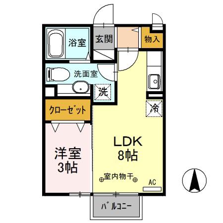 プレジールB(1LDK/1階)の間取り写真