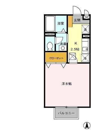 アゼリアコート(1K/1階)の間取り写真
