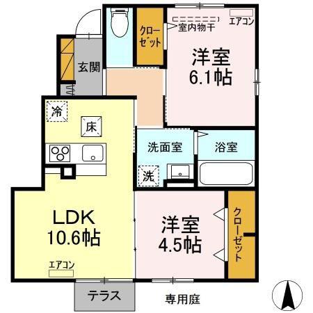 THE PARK FRONT(2LDK/1階)の間取り写真