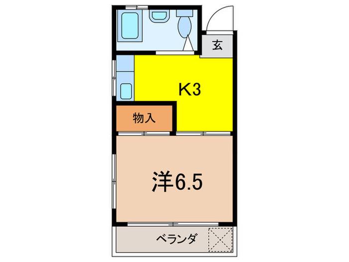 ドミサイルアザブ(1K/3階)の間取り写真