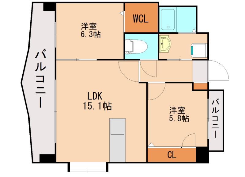 LE GRAND CRU(2LDK/4階)の間取り写真