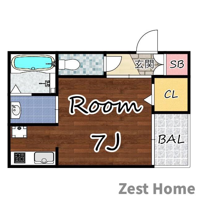 CASA出屋敷駅前(1K/1階)の間取り写真