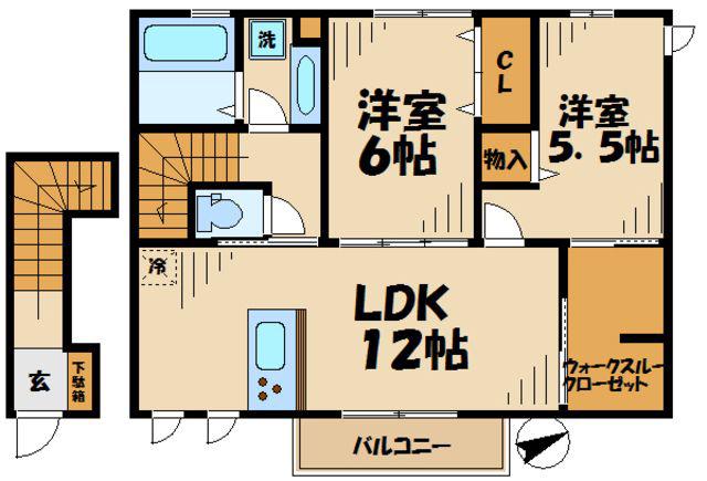 クレアンジュ(2LDK/2階)の間取り写真