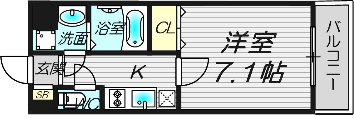 ベストレジデンス関大前III(1K/1階)の間取り写真