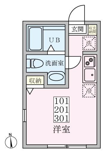 ネロ弘明寺(ワンルーム/3階)の間取り写真