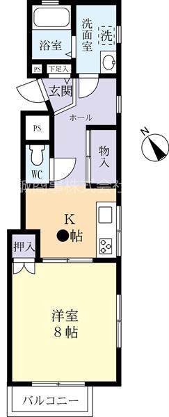 メゾンパル五軒町(1K/4階)の間取り写真