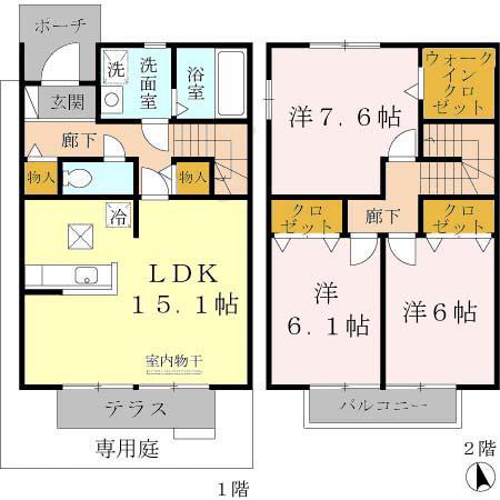ソレイユ清水通(3LDK/1階)の間取り写真
