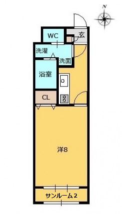 クレールⅤ(1K/2階)の間取り写真