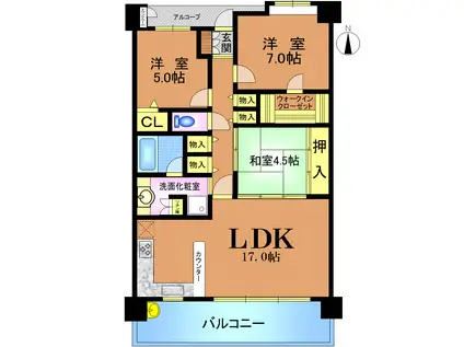 アッドパープレイス(3LDK/10階)の間取り写真
