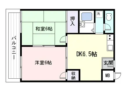 レユシール谷村南上町(2DK/3階)の間取り写真
