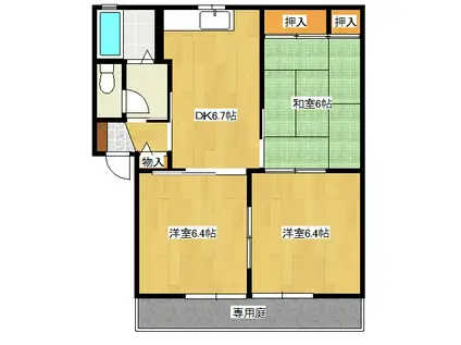 Lガーデン本城I(3DK/1階)の間取り写真