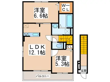 りりあん III(2LDK/2階)の間取り写真