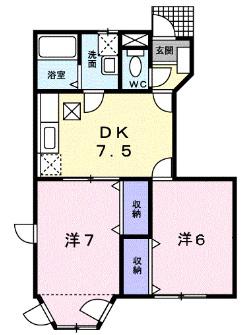 キャッスルビューカトウ(2DK/1階)の間取り写真