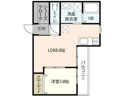 TURTLE MINAMIMACHI(1LDK/1階)の間取り写真