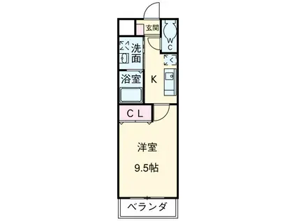 ロイヤルコート天王(1K/2階)の間取り写真