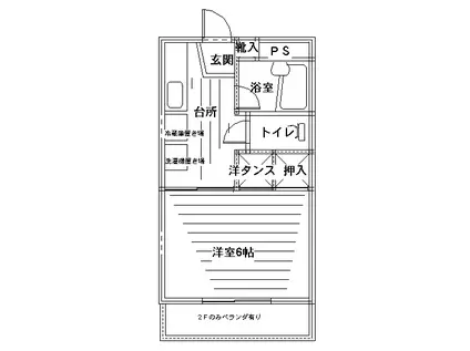 ハイツ阿部(1DK/2階)の間取り写真