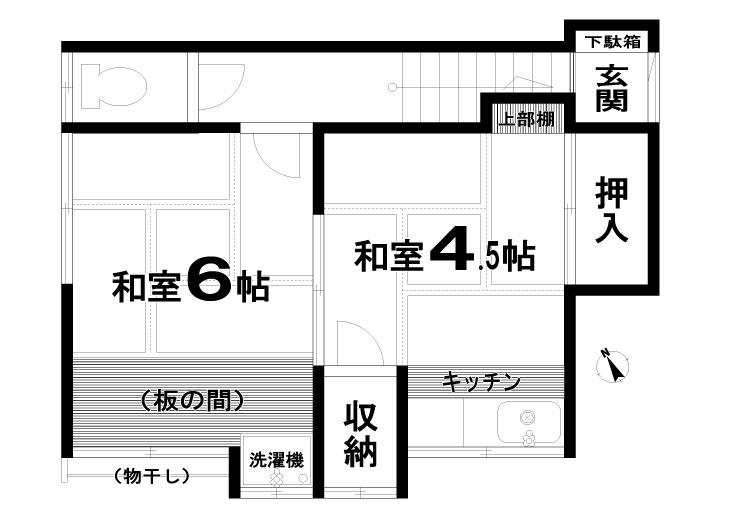 砺波荘(2K/2階)の間取り写真
