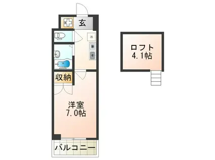 コスモコート大南(1K/4階)の間取り写真