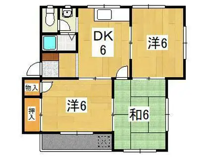 レジデンス香川II(3DK/4階)の間取り写真
