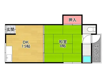 むっちゃんメゾン枚方御殿山(1DK/1階)の間取り写真