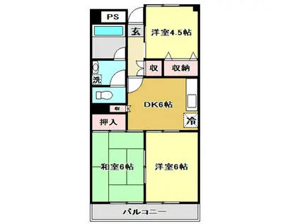 コーポマルベリ北新田(3DK/4階)の間取り写真