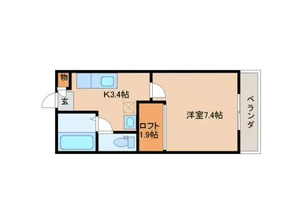 仙台市地下鉄南北線 泉中央駅 徒歩14分 2階建 築32年(1K/1階)の間取り写真
