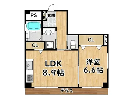 サンライズマンション3番館(1LDK/1階)の間取り写真