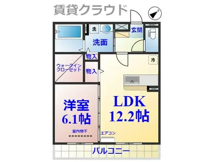 第8須賀ハイツ(1LDK/1階)の間取り写真