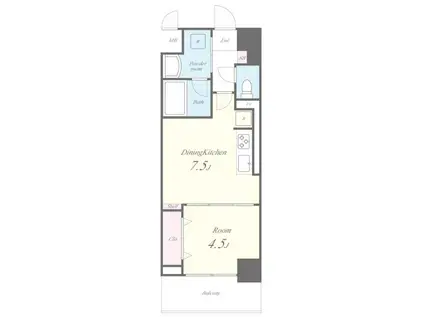 リュエルうめきた(1DK/4階)の間取り写真