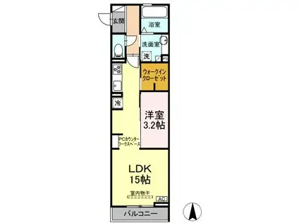 アスティオン イワキ(1LDK/2階)の間取り写真