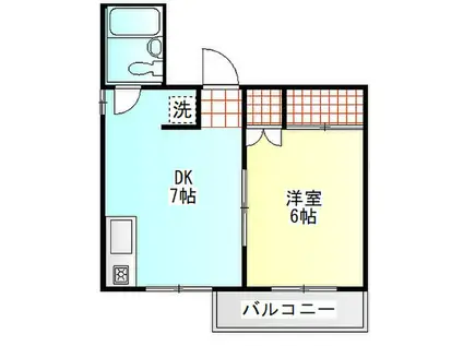 コーポヤマト(1DK/2階)の間取り写真