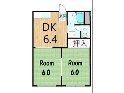 シャトル参番館(2DK/2階)の間取り写真