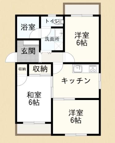 アルベール(3DK/1階)の間取り写真