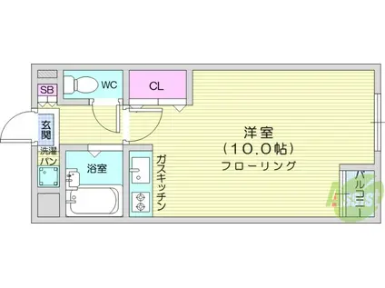 ブランドール河原町プラザ(ワンルーム/1階)の間取り写真