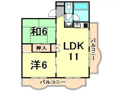 甲子園ローズハイツ(2LDK/4階)の間取り写真