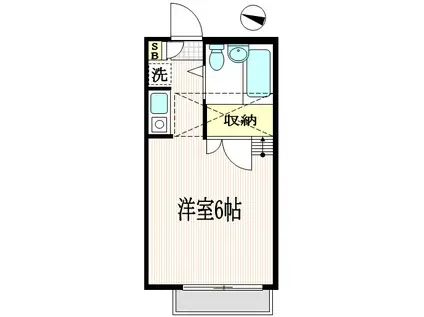 武蔵コーポ(ワンルーム/2階)の間取り写真