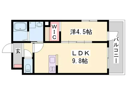 小野市天神町アパート(1LDK/2階)の間取り写真