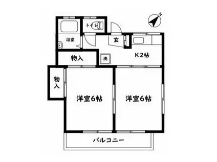 富士ハイツ(2K/2階)の間取り写真