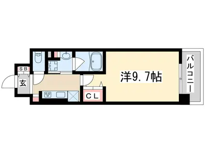 ラルシェパルク新大阪(1K/12階)の間取り写真