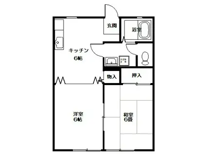 光揚ハイツB棟(2DK/1階)の間取り写真