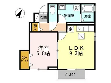 ソレイユY 三島市(1LDK/1階)の間取り写真