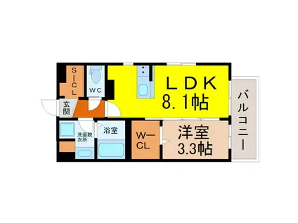 デュオフラッツ栄(1LDK/11階)の間取り写真