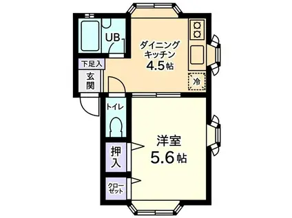 信開セルーラ山代温泉(1DK/1階)の間取り写真