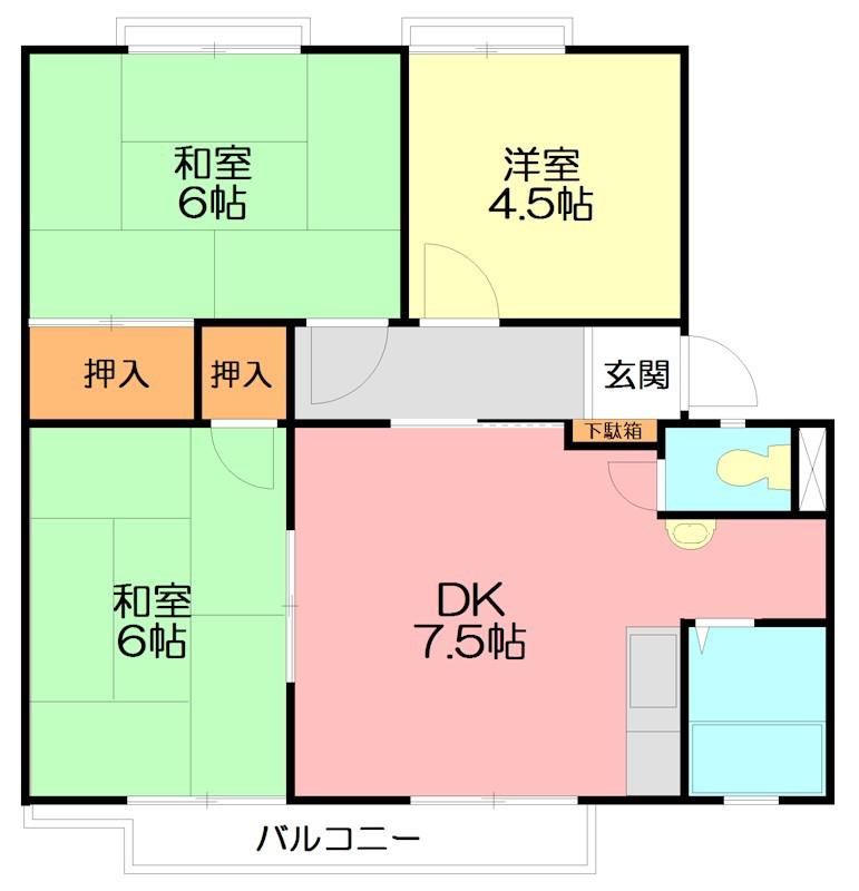 熊沢ハイツ3(3DK/2階)の間取り写真