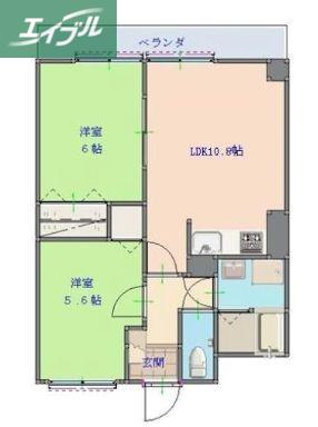 リバティー(2LDK/2階)の間取り写真