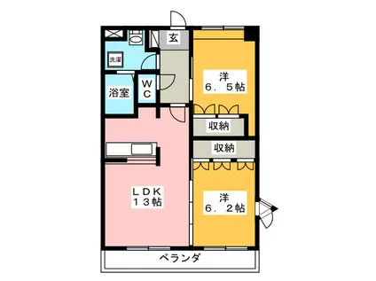 ウィステリア ドゥオ(2LDK/2階)の間取り写真